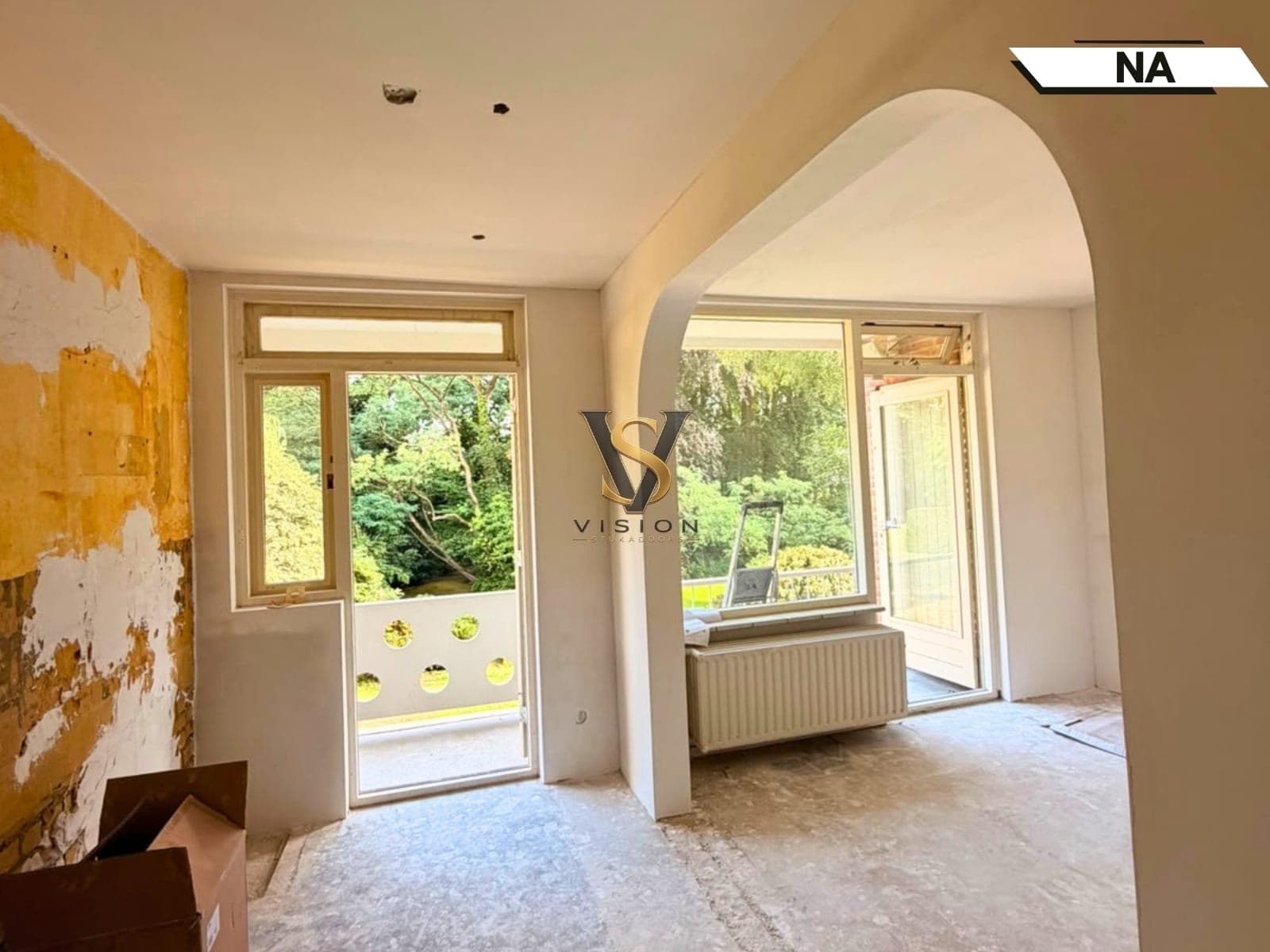 Door Vision Stukadoors gerenoveerde woning